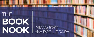 The Book Nook - News from the Library with shelves of books in the background.